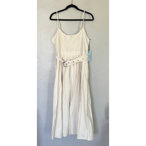 Future Collective Dress Women's 12 Strappy Cream Fit Flare Midi Reese Blutstein - Picture 4 of 13